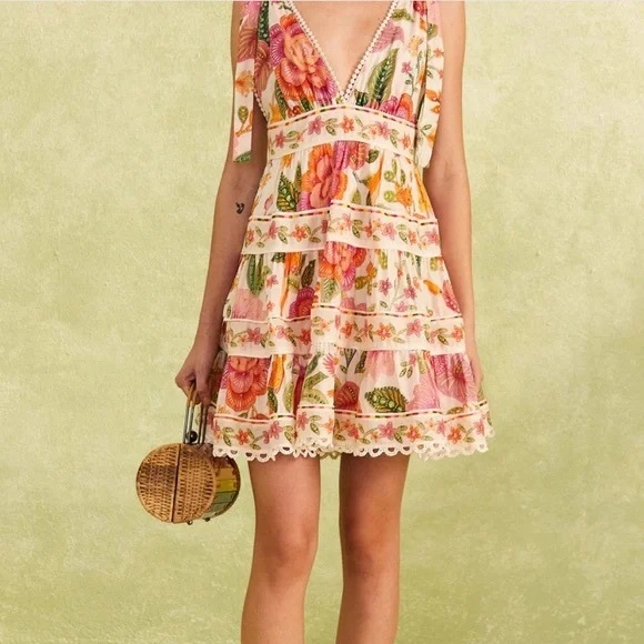 FARM Rio Dresses & Skirts - Farm Rio Macaw Bloom Mini Dress – Size L | Colorful Tropical Statement
